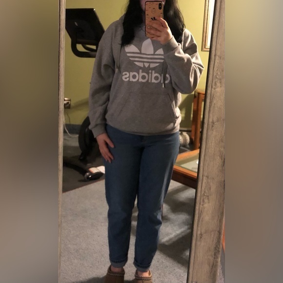 adidas Tops - Adidas Trefoil Hoodie Grey XS